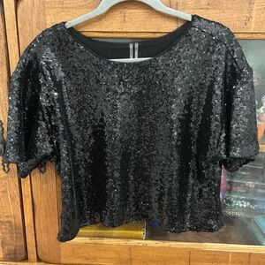 Anthropologie Black Sequin Blouse